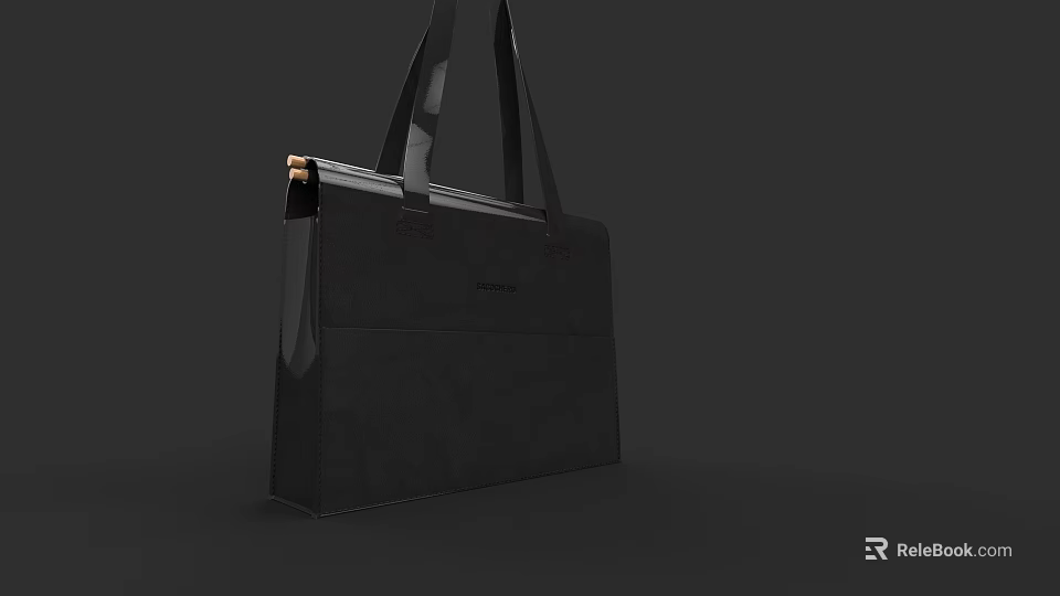 Stylish Black Canvas Tote Bag With Durable Handles And Minimalist Design 3d model 