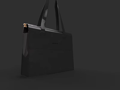 Stylish Black Canvas Tote Bag With Durable Handles And Minimalist Design 3d model