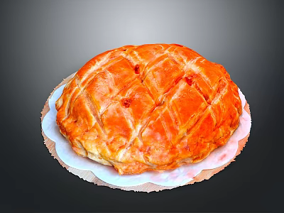 Delicious Round Homemade Baked Pastry With Lattice Crust On White Plate 3d model