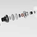 Headphone Speaker Exploded View Design With White Black Components And Structure
