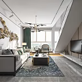 Modern Light Luxury Loft Living Room With Elegant Decor And Comfortable Home Furniture