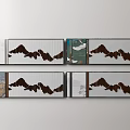 Modern Wall Art Decor With Mountain Patterns Bird Design And Panel Layout 3d model
