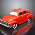 Vintage Red Classic Car With Shiny Body And White Wheels On Black Background