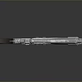 Futuristic Sci Fi Weapon with Silver Metallic Body Yellow Glowing Strips and Brown Grip
