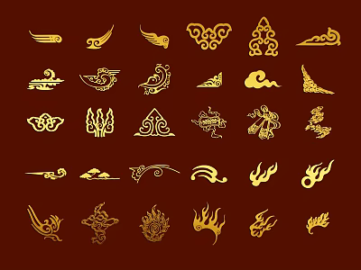 Traditional Golden Decorative Patterns With Intricate Ornate Classic Artistic Designs 3d model