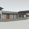 Traditional Chinese Architecture House Models With Black Tiled Roofs And Wooden Stone Structures