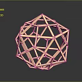 Golden Geometric Polyhedron Wireframe Structure With Reflection On Dark Background