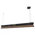 Modern Long Hanging Pendant Light Design With Black And Wooden Elements For Living Room Interior