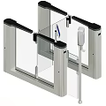 Modern Security Access Control Turnstile With Glass Panels And Metal Frame