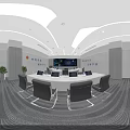 Modern Control Room With Multiple Monitors Control Desks Office Chairs And Technical Equipment