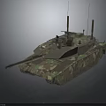 Modern Military Tank With Camouflage Paint Multiple Antennas Cannon Tracks And Top Equipment