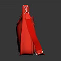 Red Leather Shoulder Bag With Perforated H Pattern And Adjustable Strap Design