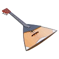 Triangular Wooden Stringed Musical Instrument with Art Supplies Design Elements 3d model