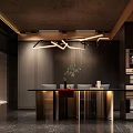 Modern Restaurant Kitchen Open Concept With Island Counter Lighting Cabinets And Appliances