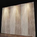Modern Light Beige Textured Wall With Vertical Striped Design Illuminated By Lights 3d model