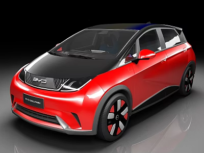 Red BYD Electric Compact Car With Black Roof And Modern Exterior Design 3d model