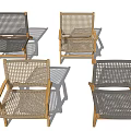 Woven Design Leisure Chairs With Wooden Frame In Gray And Beige Colors