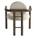 Accent Chair With Cream Fabric Cushion Backrest And Walnut Wood Armrests Frame Modern Minimalist Design
