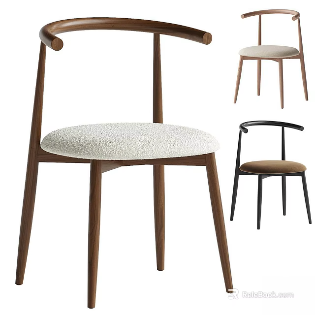 Modern Dining Chairs With Wooden Legs Metal Frames And Soft Upholstered Seats 3d model 