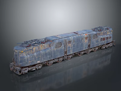 Vintage Industrial Train Model With Rustic Metal Texture And Weathered Details 3d model