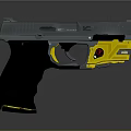 Modern Tactical Pistol With Yellow Gray Components And Black Grip Design 3d model
