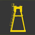 Yellow Bridge Crane With Metallic Structural Frame On Reflective Floor Surface 3d model