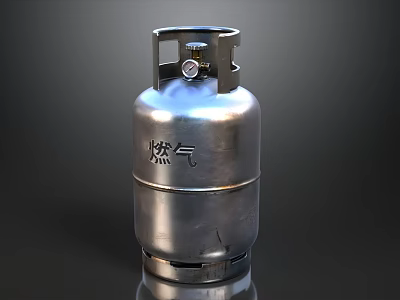 Silver Metal Gas Cylinder For Household Use With Safety Valve Design 3d model