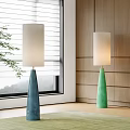 Antique floor lamp paper lamp decorative lamp vertical table lamp bedside lamp 3d model