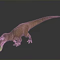 Realistic Brown Dinosaur 3D Model With Open Mouth Sharp Teeth And Long Tail