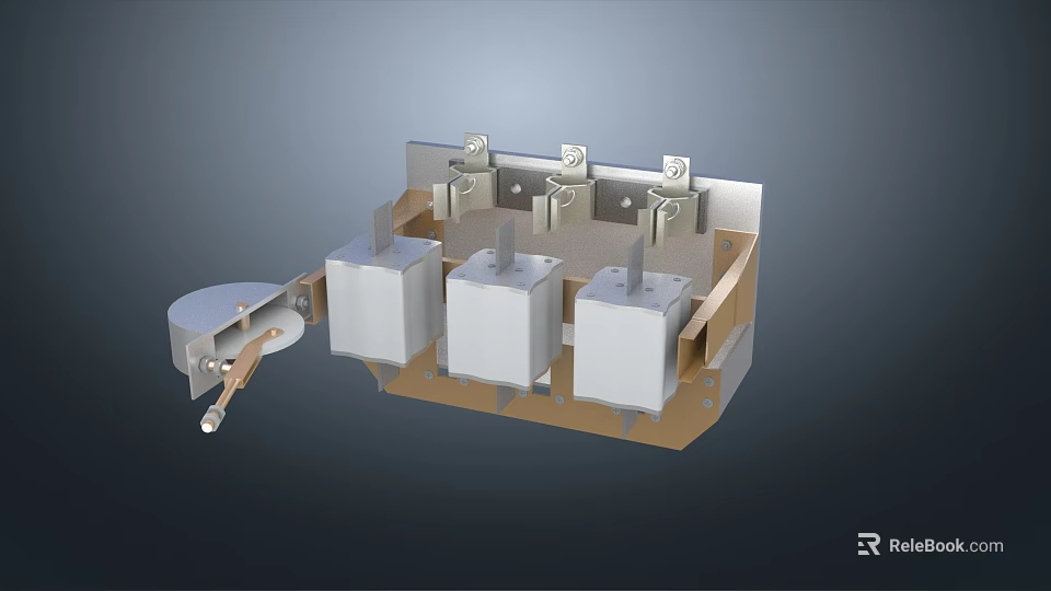 Industrial Equipment Internal Components Mounted On Metal Frame With Mechanical Connectors 3d model 