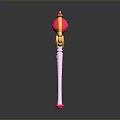 Pink Magic Wand With Red Orb Golden Wings And Decorative Pink Handle Design