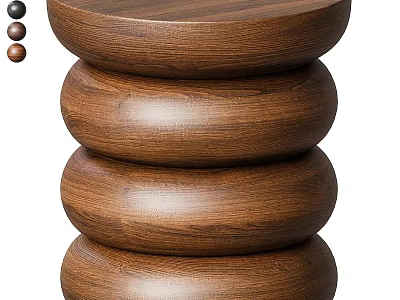 Modern Wooden Side Table With Stacked Circular Layers Available In Multiple Wood Tones 3d model