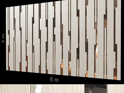 Modern Background Wall With Vertical Wooden Stripes And Light Reflections 3d model