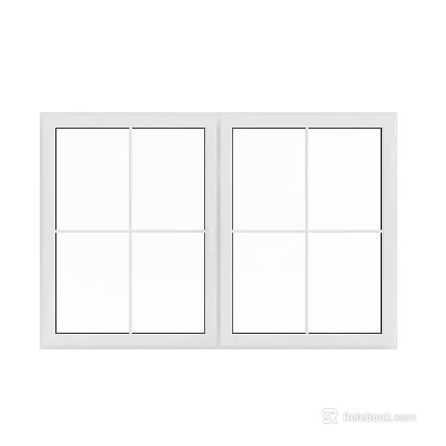 Modern White Frame Double Casement Windows With Four Pane Design For Home 3d model