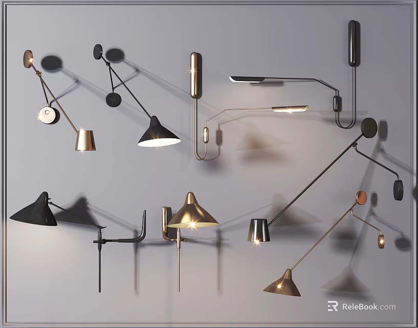 Contemporary Wall Lamps With Unique Shapes And Shadow Effects For Interior Decoration 3d model 