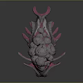 3D Rendered Sci-Fi Fantasy Creature Character With Pink Gray Mushroom Protrusions And Organic Tentacles