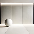 Minimalist Modern Wall Panels With Light Colored Surface And White Sphere On Floor 3d model