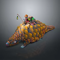 Vibrant Scaled Pangolin Carrying Child With Hanging Lantern And Decorative Saddle