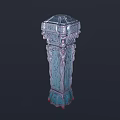 Detailed Decorative Carved Column with Turquoise Color Ornate Top and Intricate Patterns