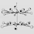 Elegant Modern Chandelier Design Featuring Spherical Bulbs And Branch Like Structure 3d model