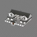 Chinese Style Detached Villa With White Walls Black Tiled Roof And Courtyard