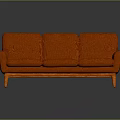 Classic Orange Three Seater Sofa With Wooden Legs And Upholstered Design