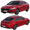 Red Hyundai Elantra Car Exterior Design With Front Fascia And Rear End View