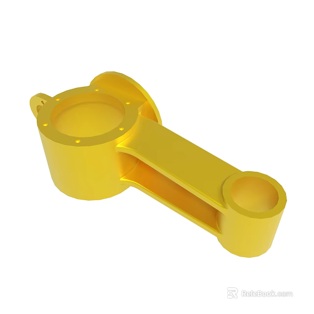 Yellow Mechanical Metal Component With Cylindrical Ends And Connecting Arm 3d model