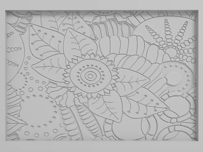 Decorative Background Wall With Intricate Floral Patterns And Leaf Line Art 3d model