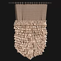 Elegant Layered Ruffled Curtains with Fringed Edges in Beige Fabric Design