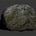 Natural Stone Material With Rough Surface Texture And Green Moss Details On 3d model