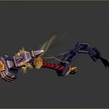 Flaming Fantasy Weapon Design With Purple Red Handle And Golden Chain Elements