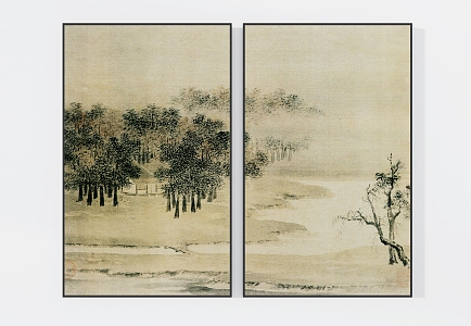 Chinese Hanging Paintings Southern Song Dynasty Li Anzhong Landscape Chart Zen Scenery 3d model