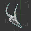 Detailed Realistic Antelope Skull With Curved Horns On Dark Background